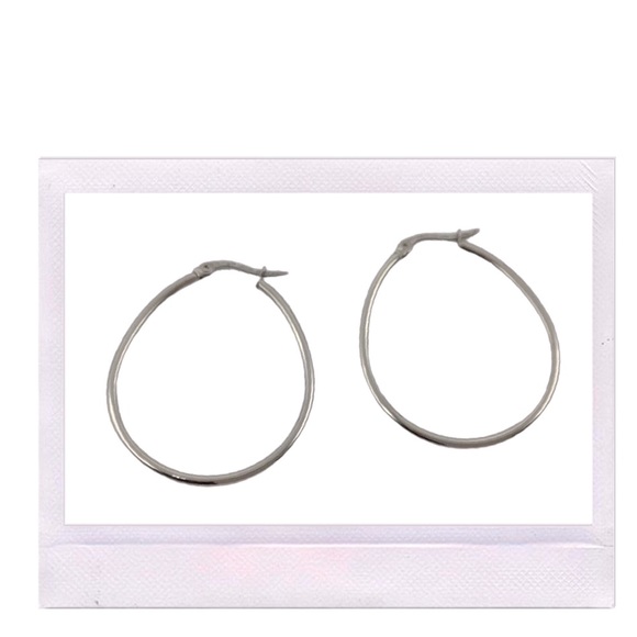 NEW Stainless Steel Polished Silver Hoop Earrings, Lot of 3 - Picture 3 of 8